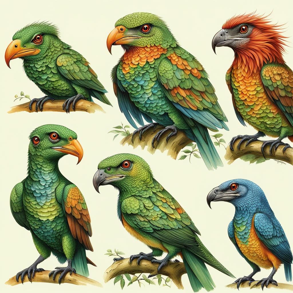 Bird Reptile Hybrids in Fantasy Art