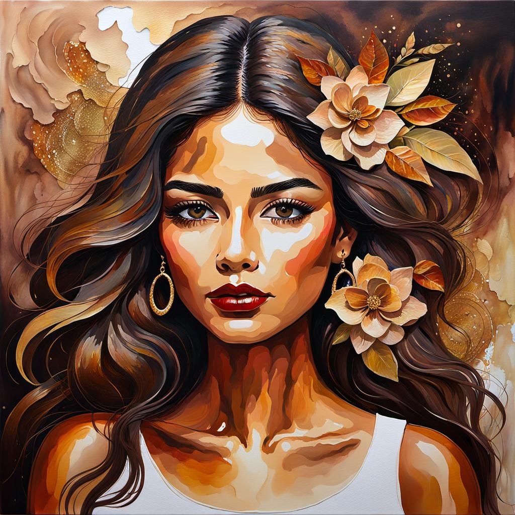 Abstract Portrait of a Mexican Woman as Impasto Painting