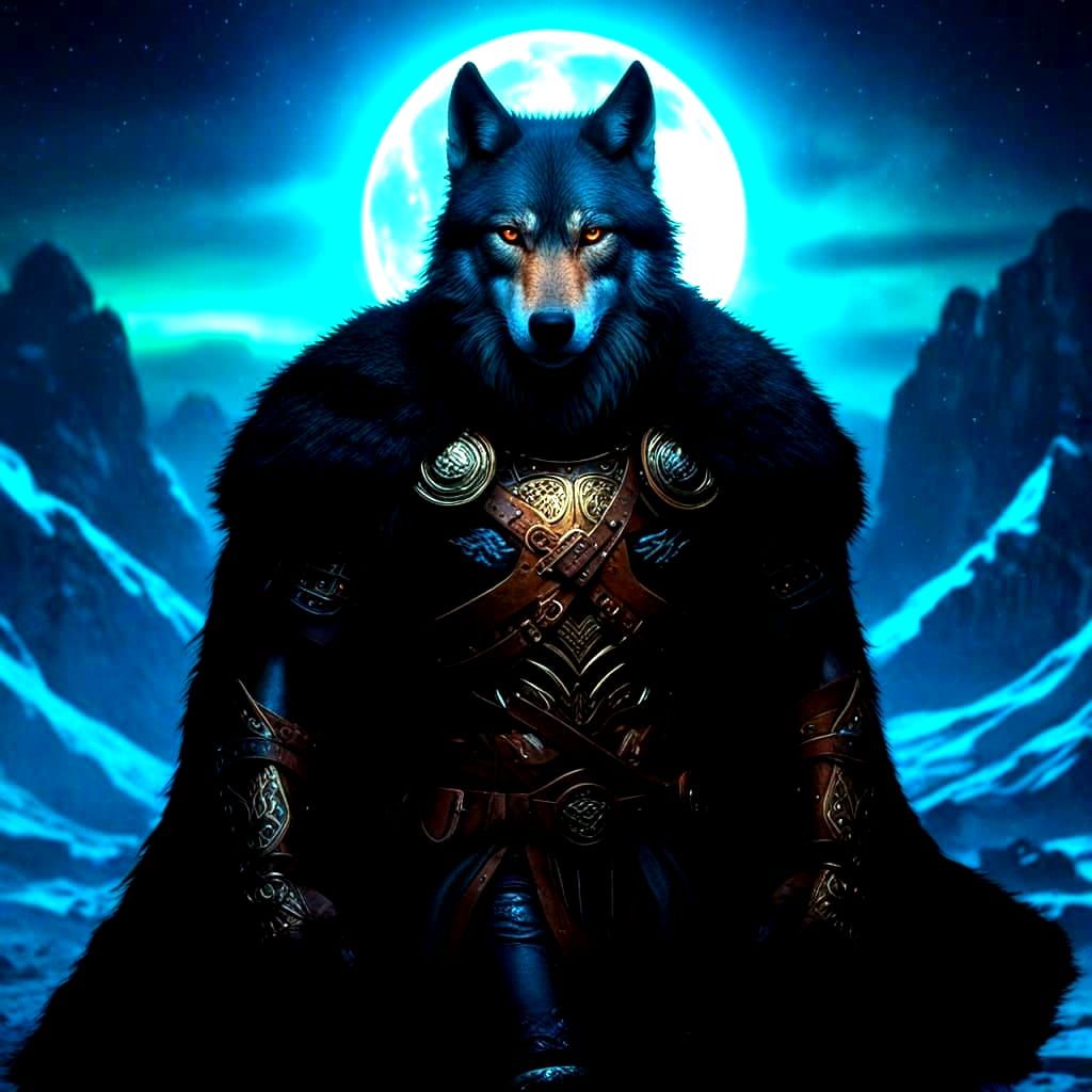 Viking Wolf Hybrid: Epic Digital Painting
