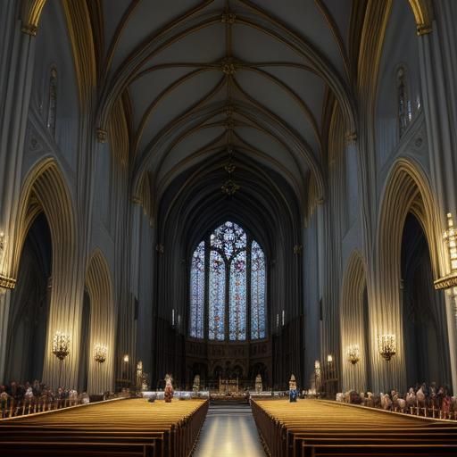 Cathedral Choir Singing Hymns as Oil Painting