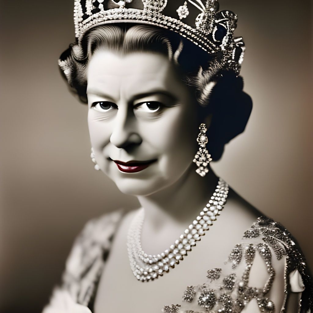 Queen Elizabeth II Vintage Portrait in Sepia
