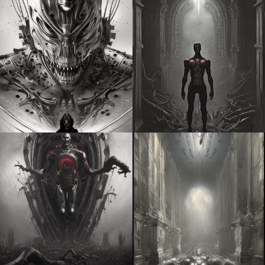 Ultron Resident Evil Boss in Horror Style
