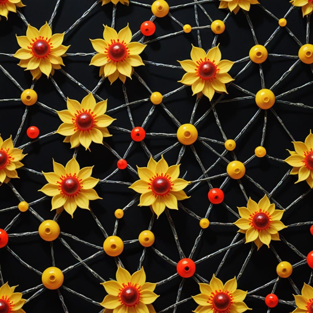 Surreal Molecular Entanglement: A Vibrant Oil Painting