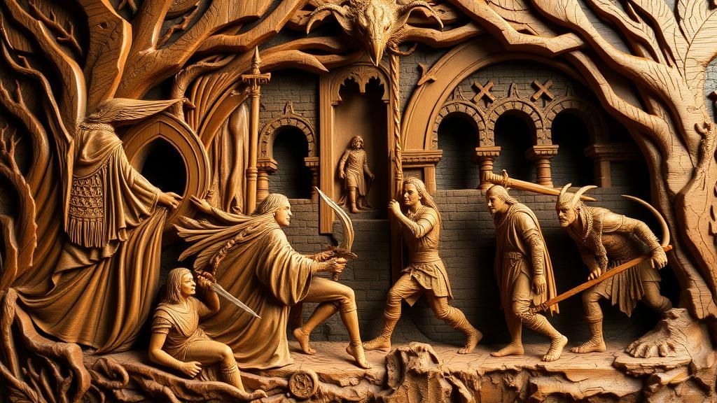 Elves History in wooden curving