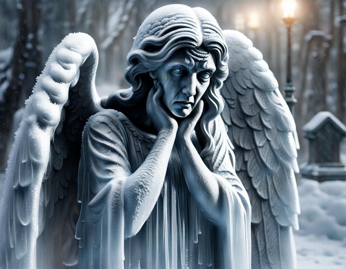 Epic Ice Sculpture of Weeping Angel