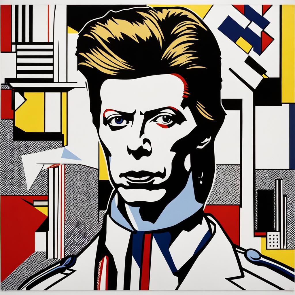 David Bowie Portrait in Pop Art Style