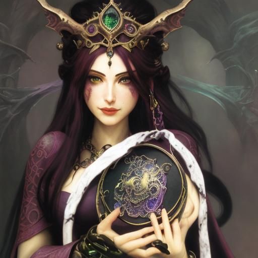 Succubus Demon Girl in Dark Nature, Digital Art