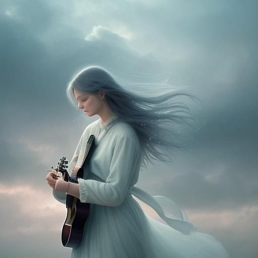 Ethereal Guitarist in Dreamlike Concept Art