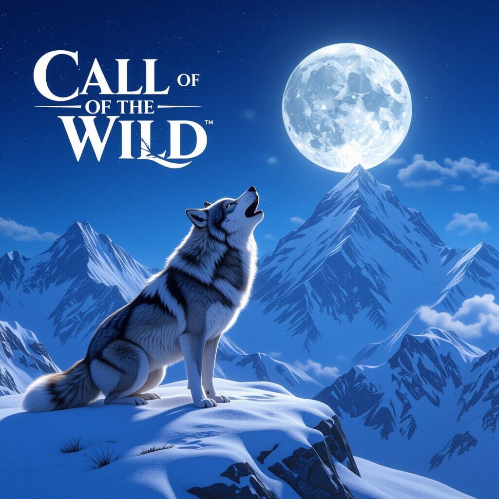 Majestic Wolf Howling at Full Moon in 3D Anime Art Style