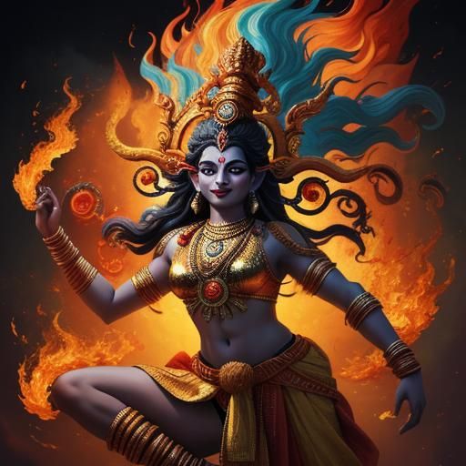 Majestic Shiva Dance in Vibrant Hindu Art