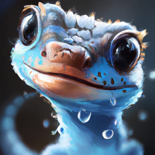 Adorable Chibi Lizard Portrait in Digital Art Style