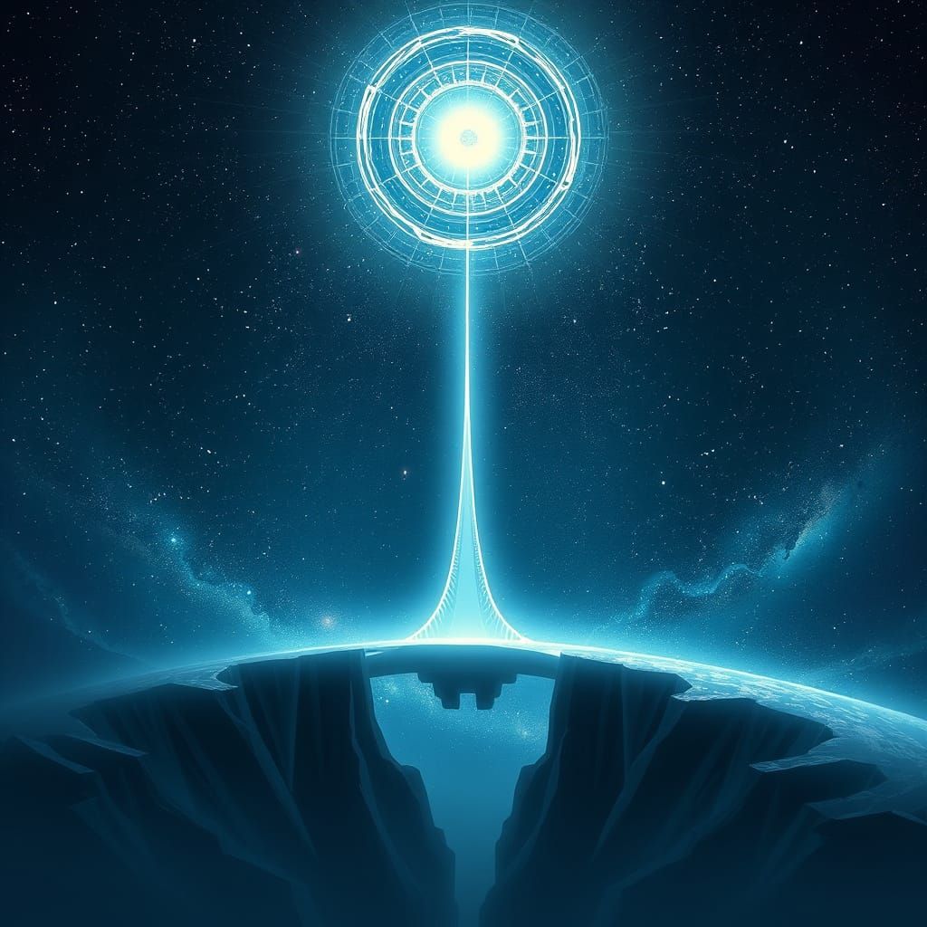 Celestial Bridge Connecting Galaxies: Surreal Visionary Art