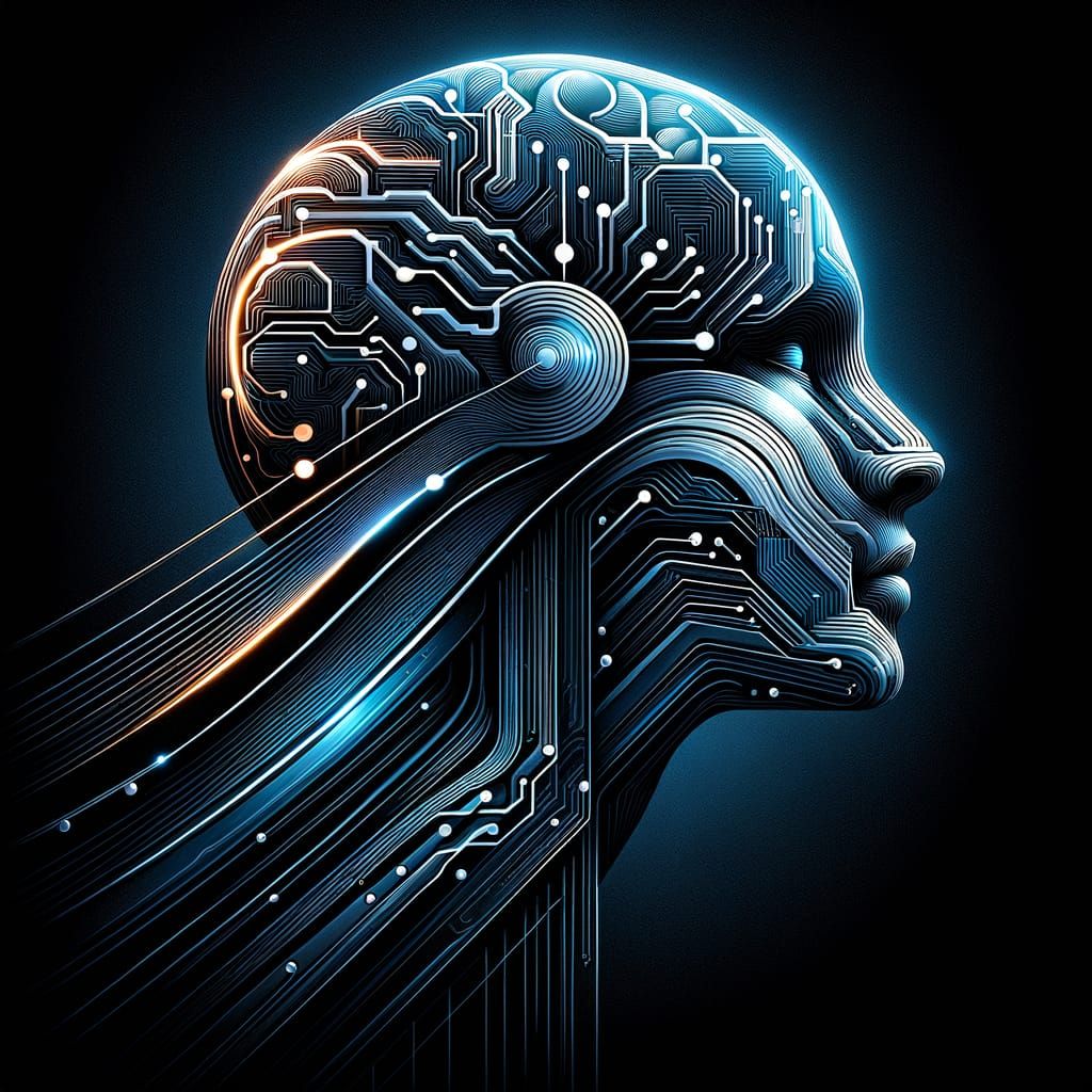 Sleek Futuristic Brain Logo in Cyberpunk Style