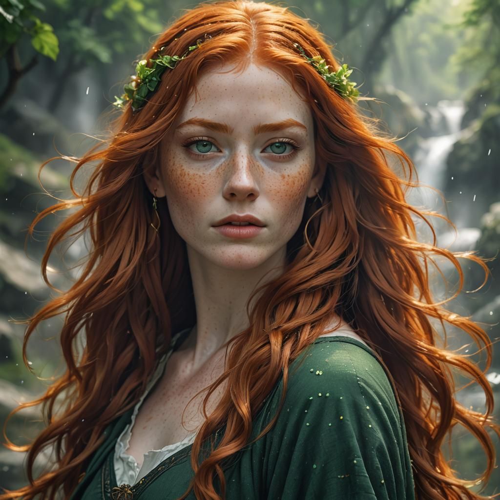 Vibrant Ginger-Haired Girl in Anime Manga Style