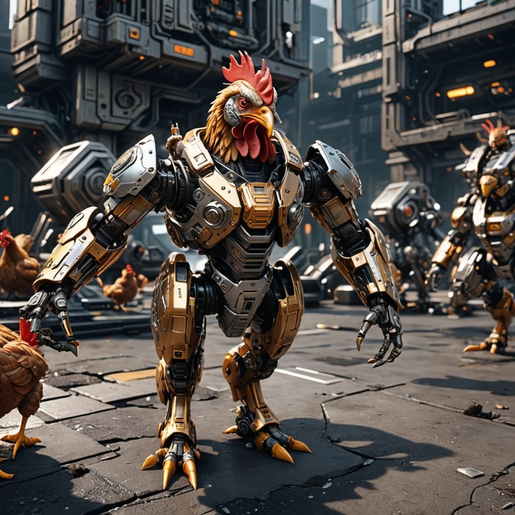 Futuristic Sci-Fi Mechanical Chicken in 8K