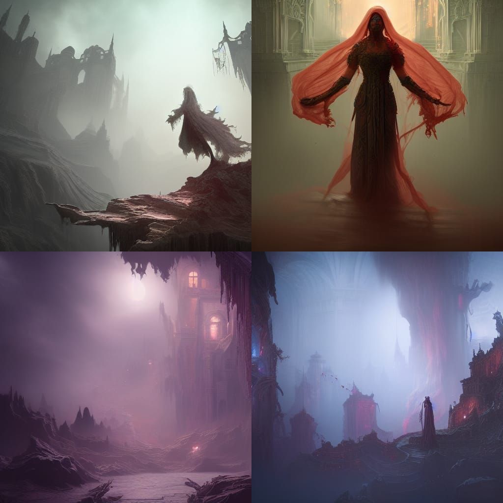 Ethereal Ghost Figure in Detailed Matte Painting