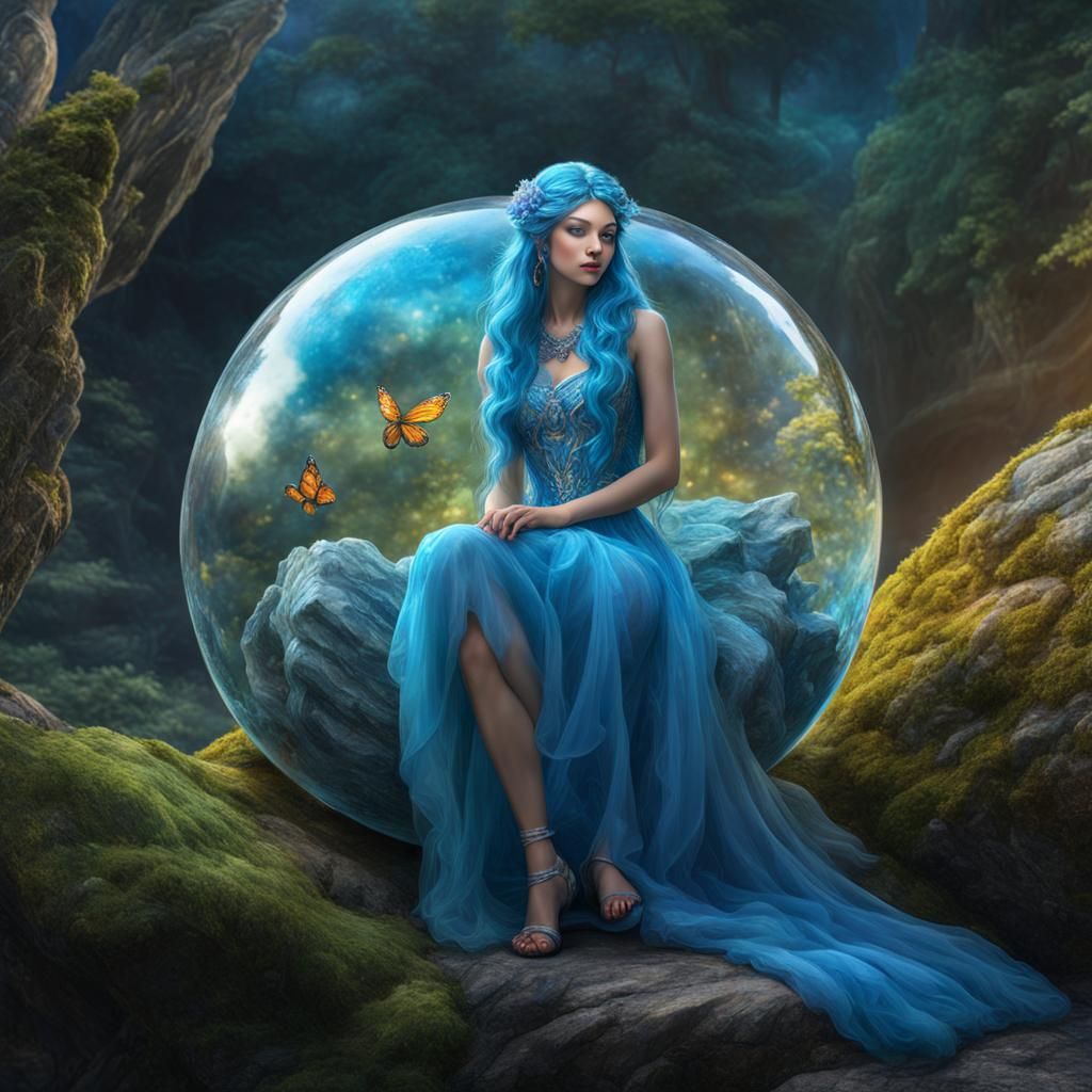 Fairy in Glass Orb with Pastel Colors