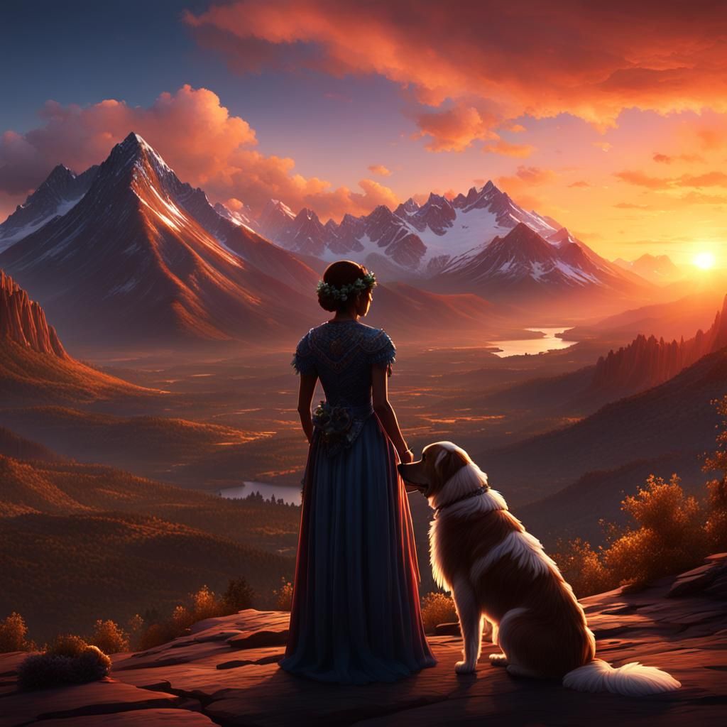 Colorado Sunset: Silhouette of Bride, Groom and Dog