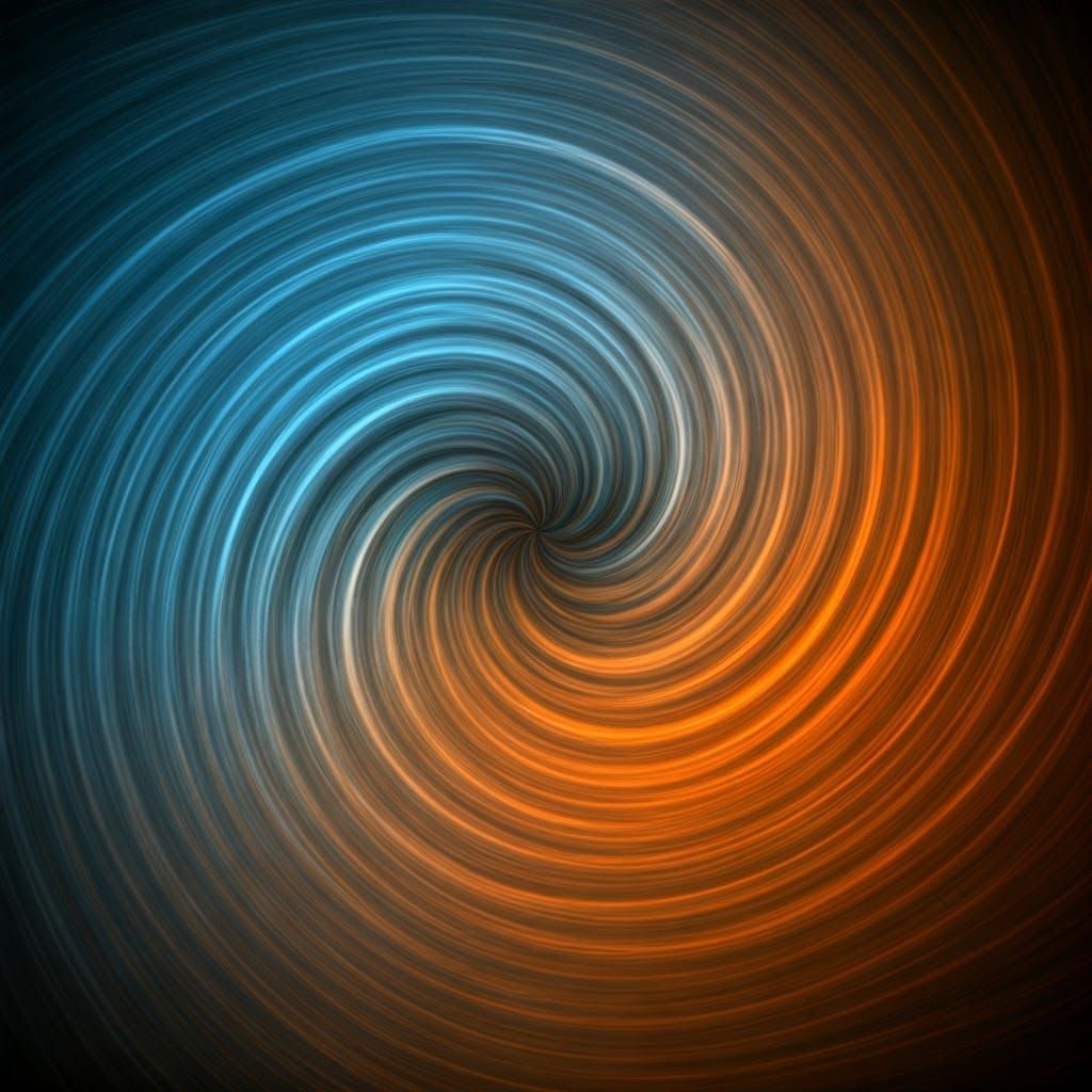 Swirling Vortex of Yin and Yang Energies in Vibrant Blues an...