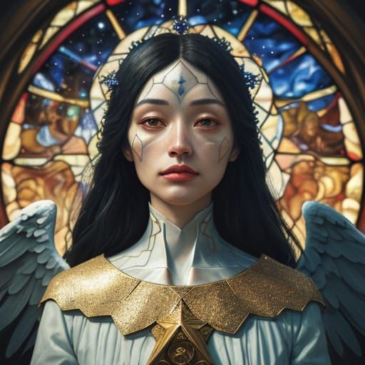 Surreal Angel of Death in Neo-Impressionist Style