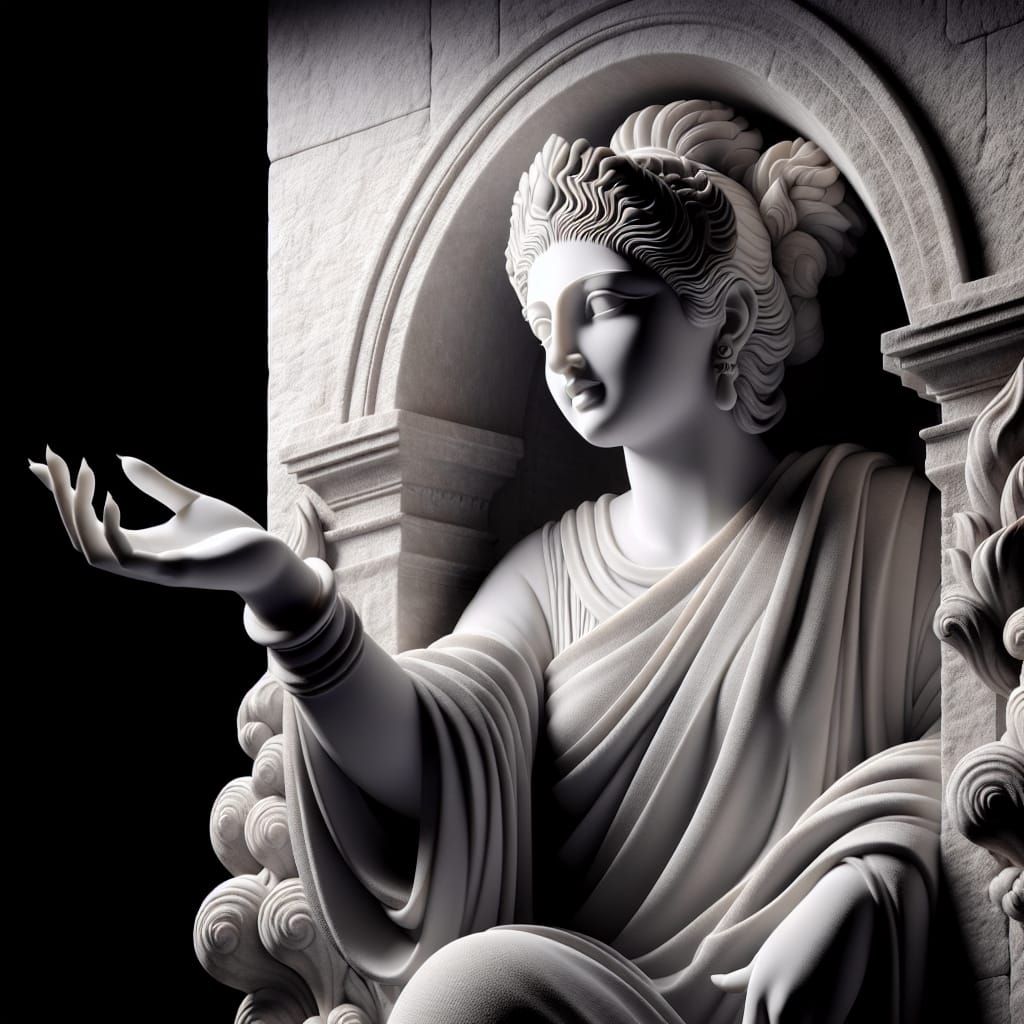 Ethereal Goddess Emerging from Marble Wall