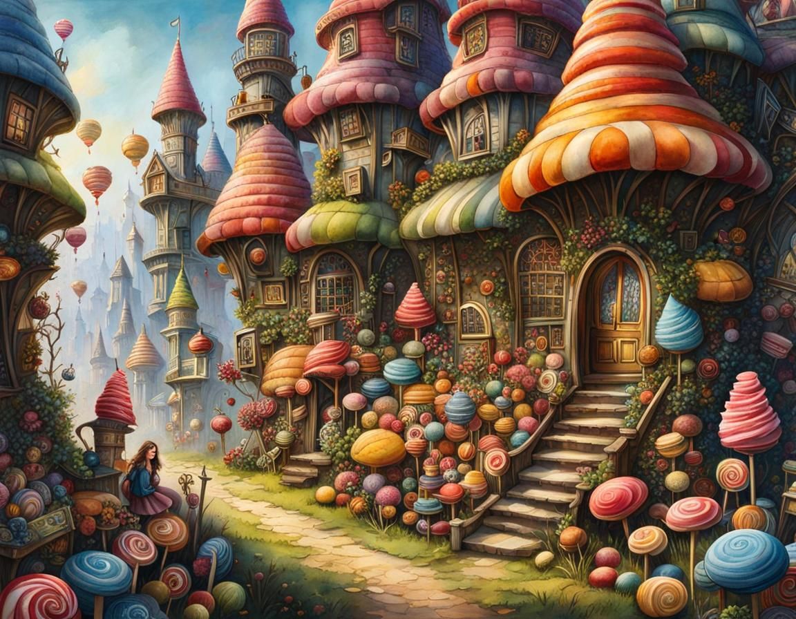 Candy Wonderland in Watercolor and Ink