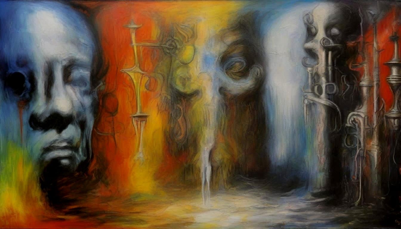 Surreal Biopunk Dreamscape in Cubist Style