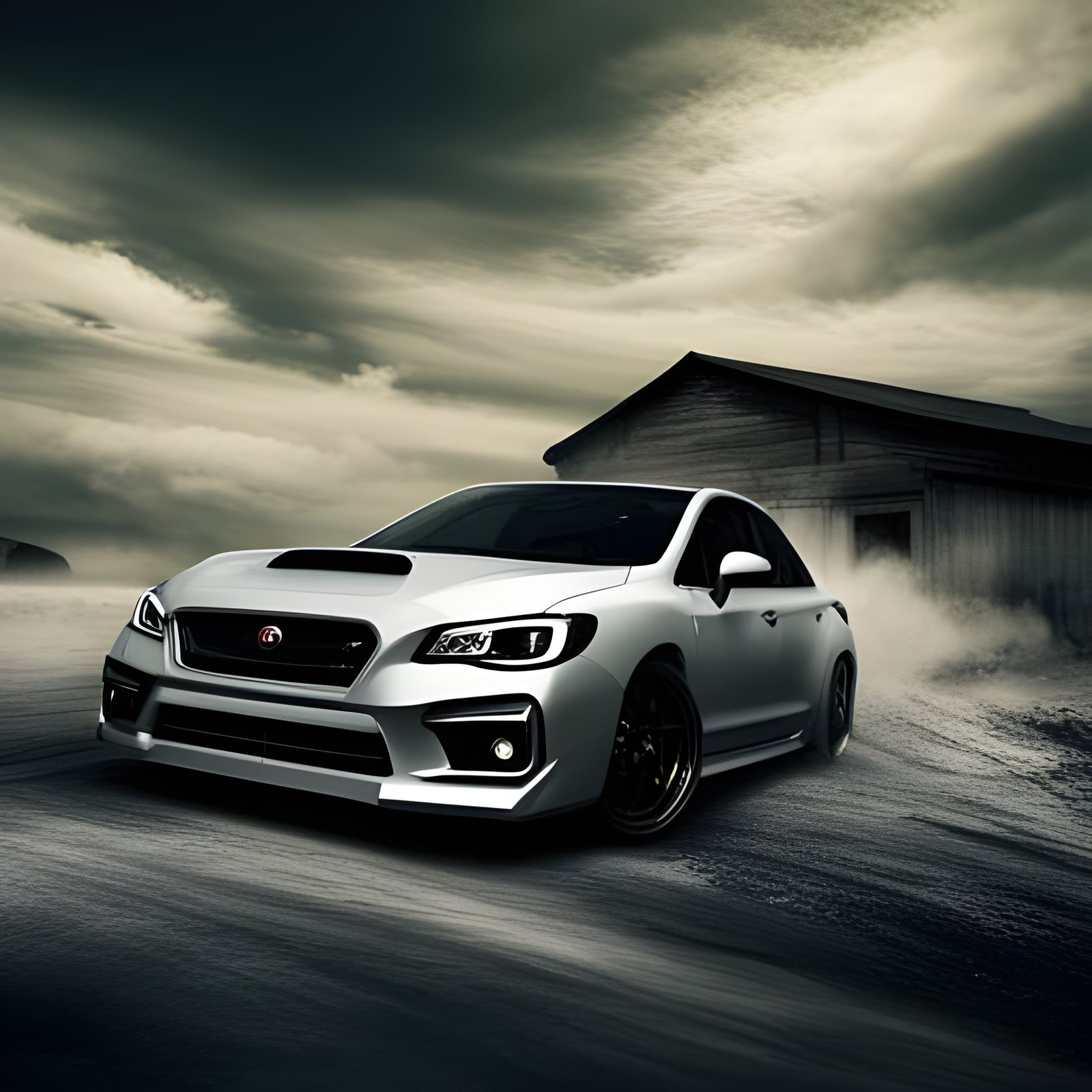 Subaru WRX drifting in town