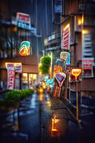 Tokyo Rainy Streets Sunset Walk: HDR Tilt-Shift