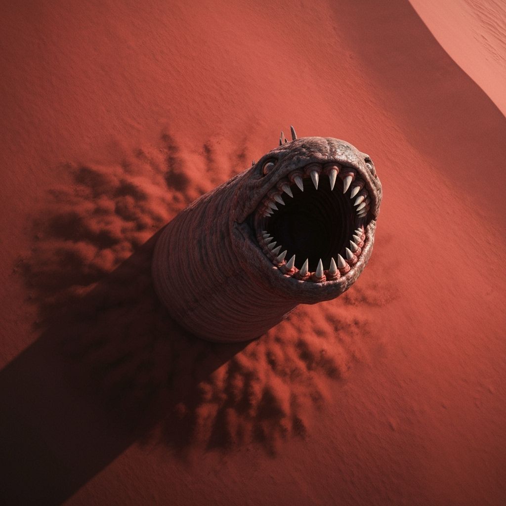 Giant Sandworm Eruption on Alien Desert Planet