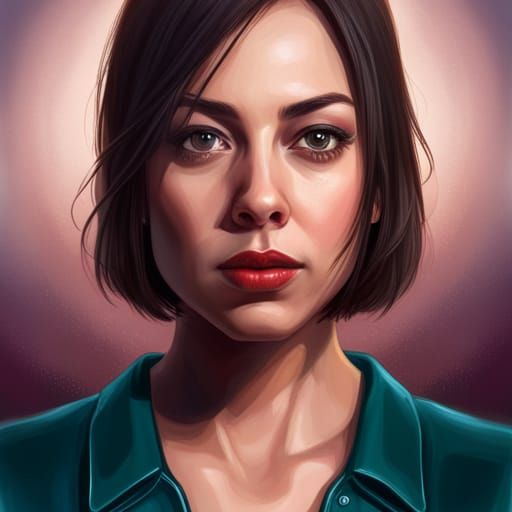 Aubrey Plaza Portrait in Hyperrealistic Digital Art