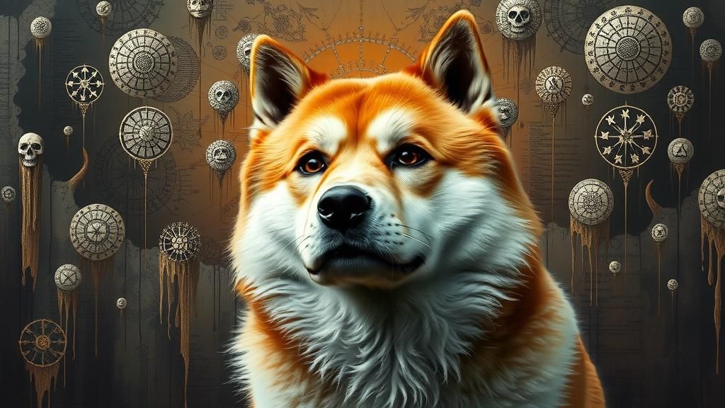 Hyperrealist Akita Dog in Abstract Surrealist Dreamscape