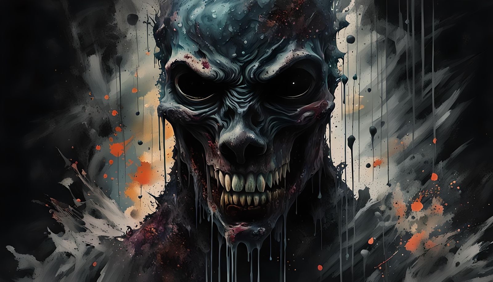 Splatter Art Ghost in Double Exposure Style