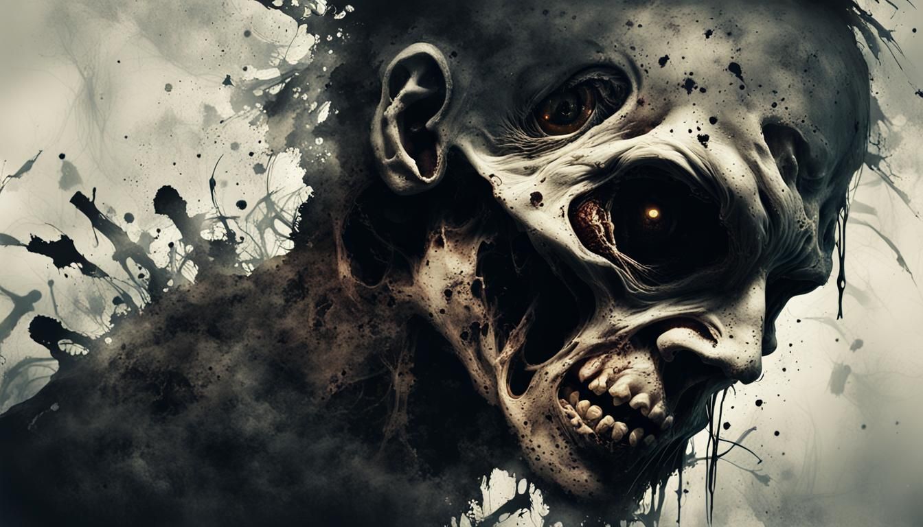 Macabre Ghost Portrait in Mixed Media Style