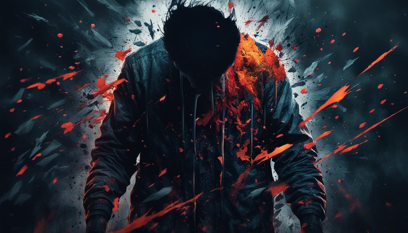 Eerie Ghost in Dark Setting as Splatter Art