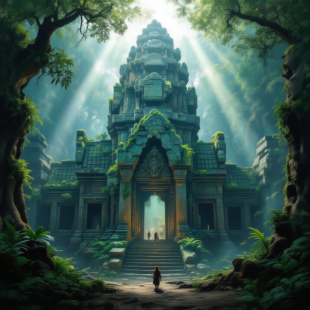 Colossal Crystal Forest Temple in Psychedelic Style