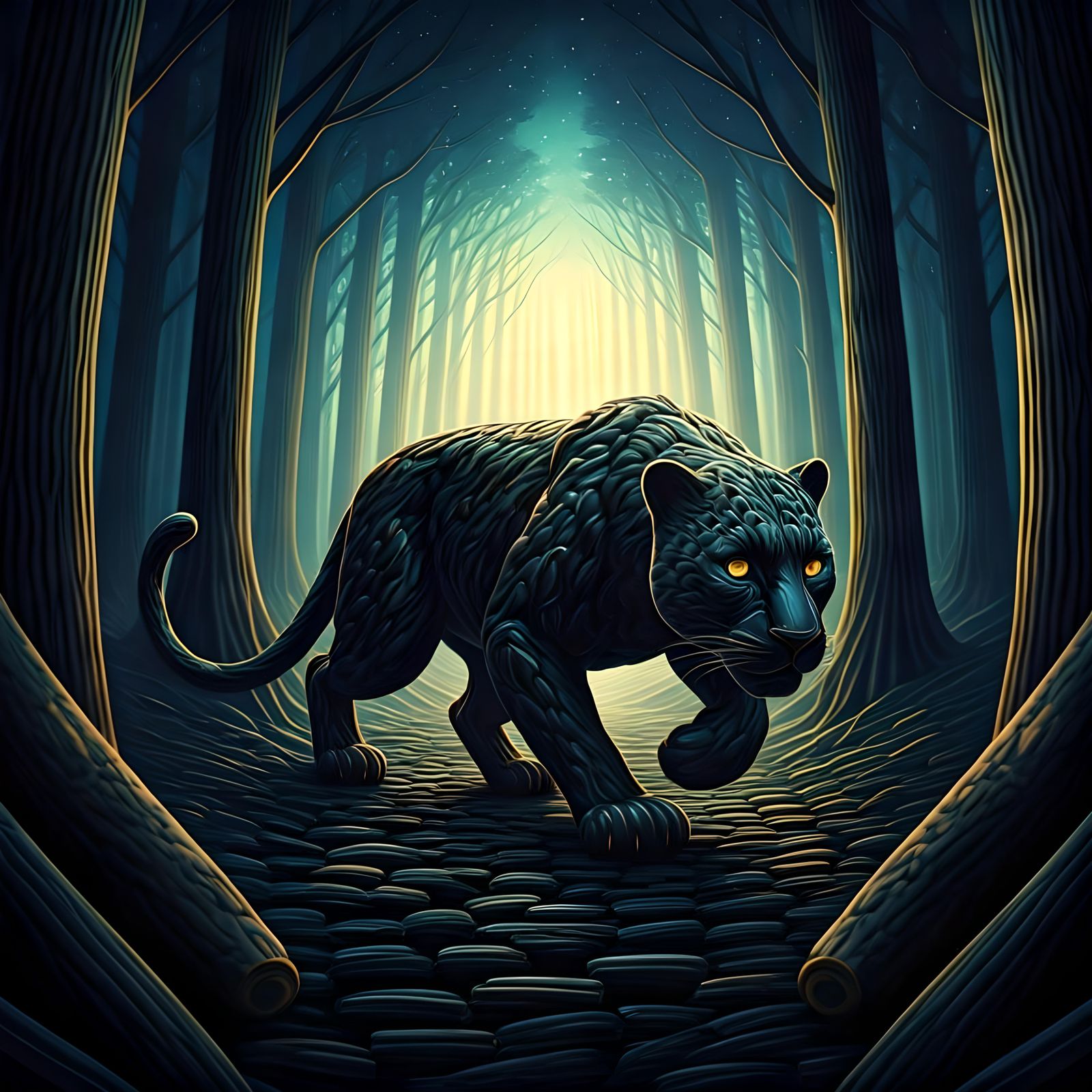 Licorice Panther in Licorice Forest, by Amaringo