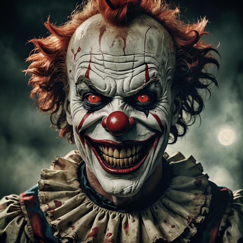 Terrifying Clown Portrait in Sinister Digital Art
