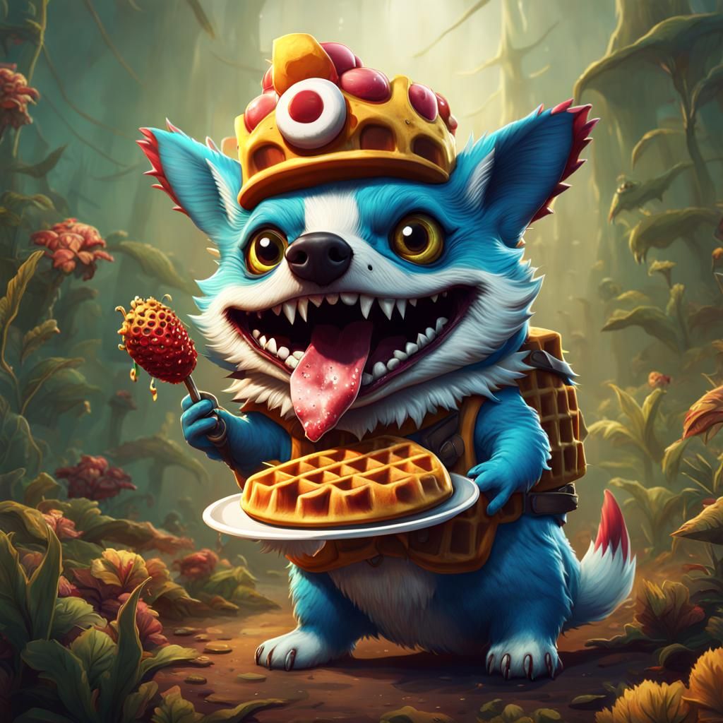 Zombie Piranhas in Waffle Costume with Corgi Hat