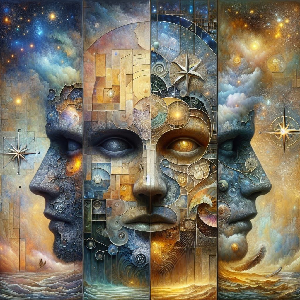 Surreal Face Fragmented by Dreamlike Textures