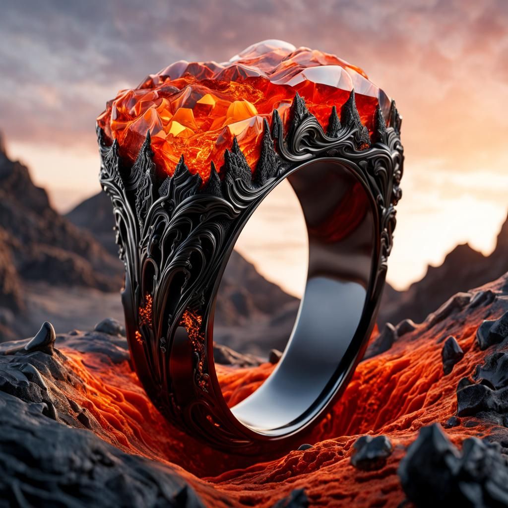 Resin Lava Mountainscape Ring by Hasselblad