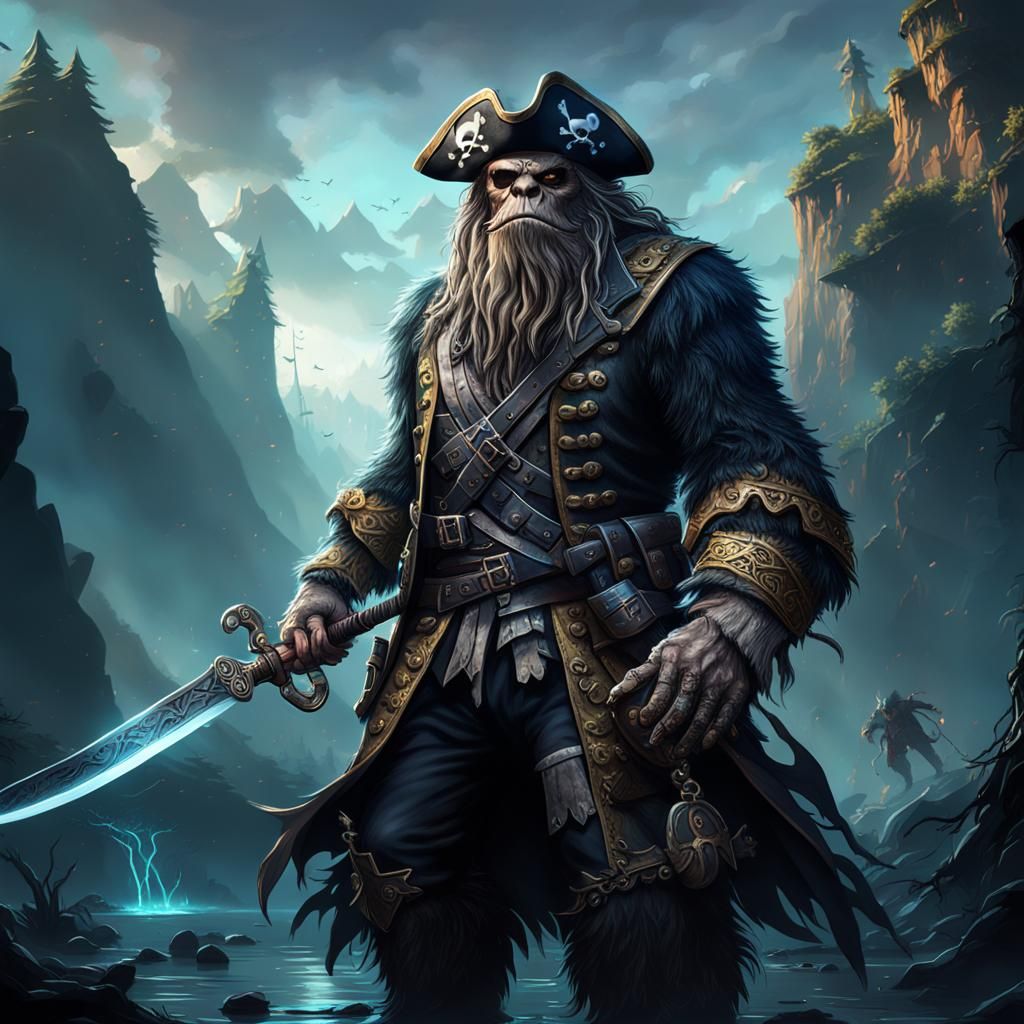 Pirate Sasquatch Captain with Magical Sword