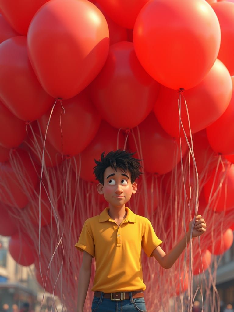 Balloon Seller Portrait in Cinematic Style