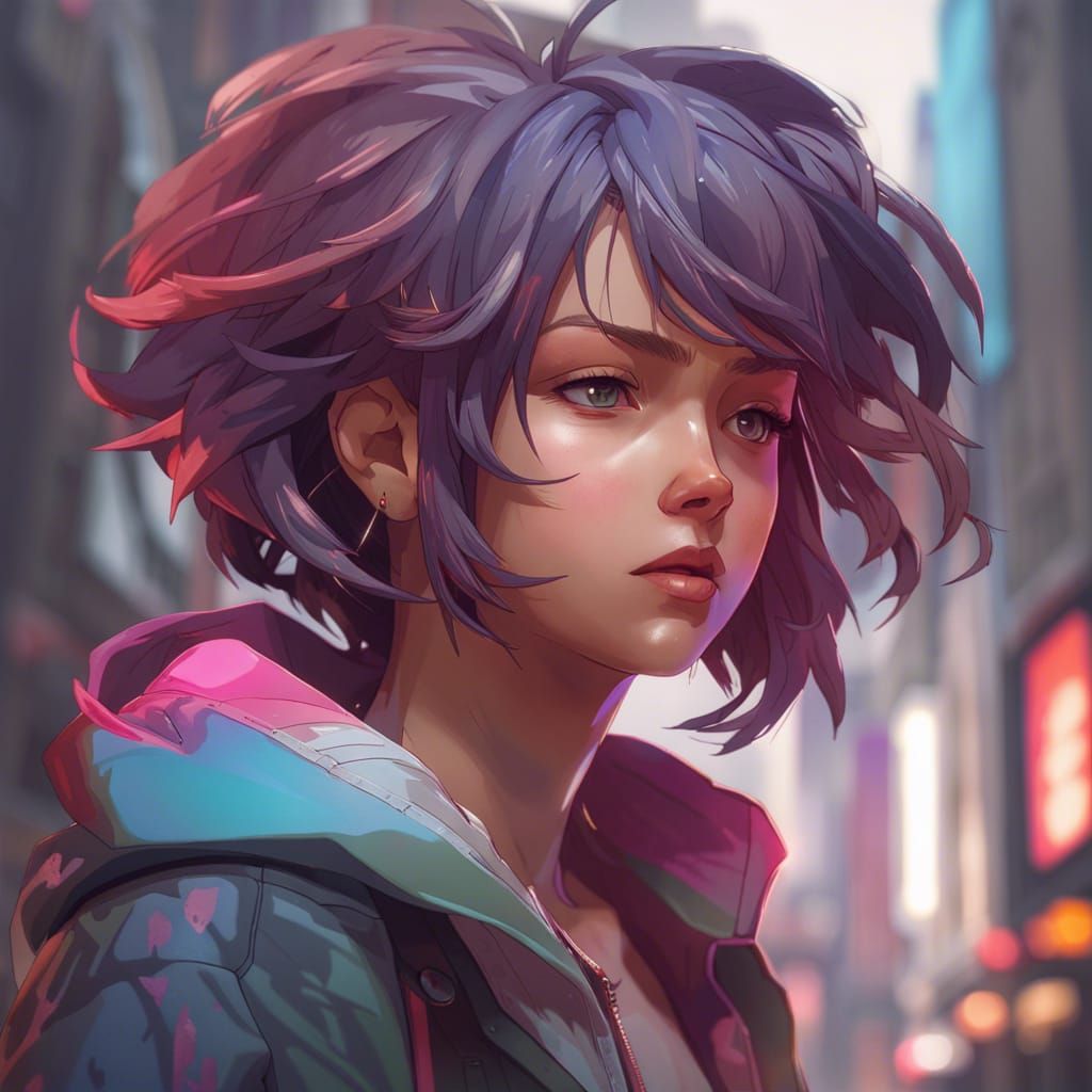 Yuno Gasai Streetwear Portrait in Artstation Style