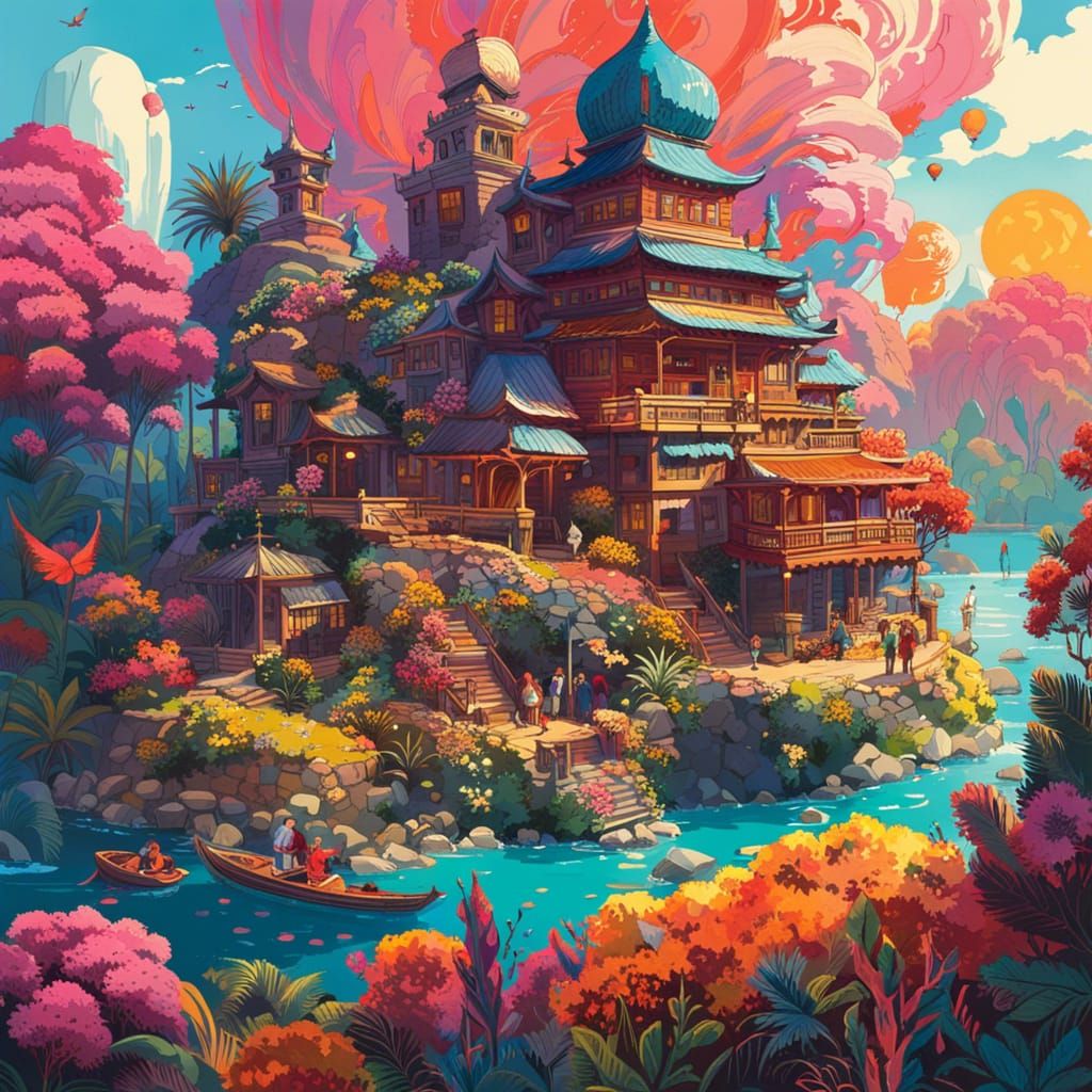 Colorful Museum: A Hyperdetailed Collage Illustration