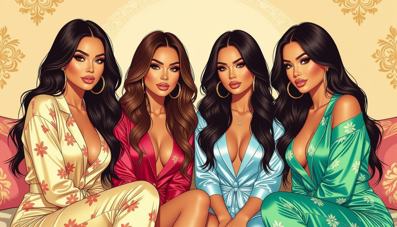 Celebrities in Pajamas: A Vibrant Comic Book Illustration