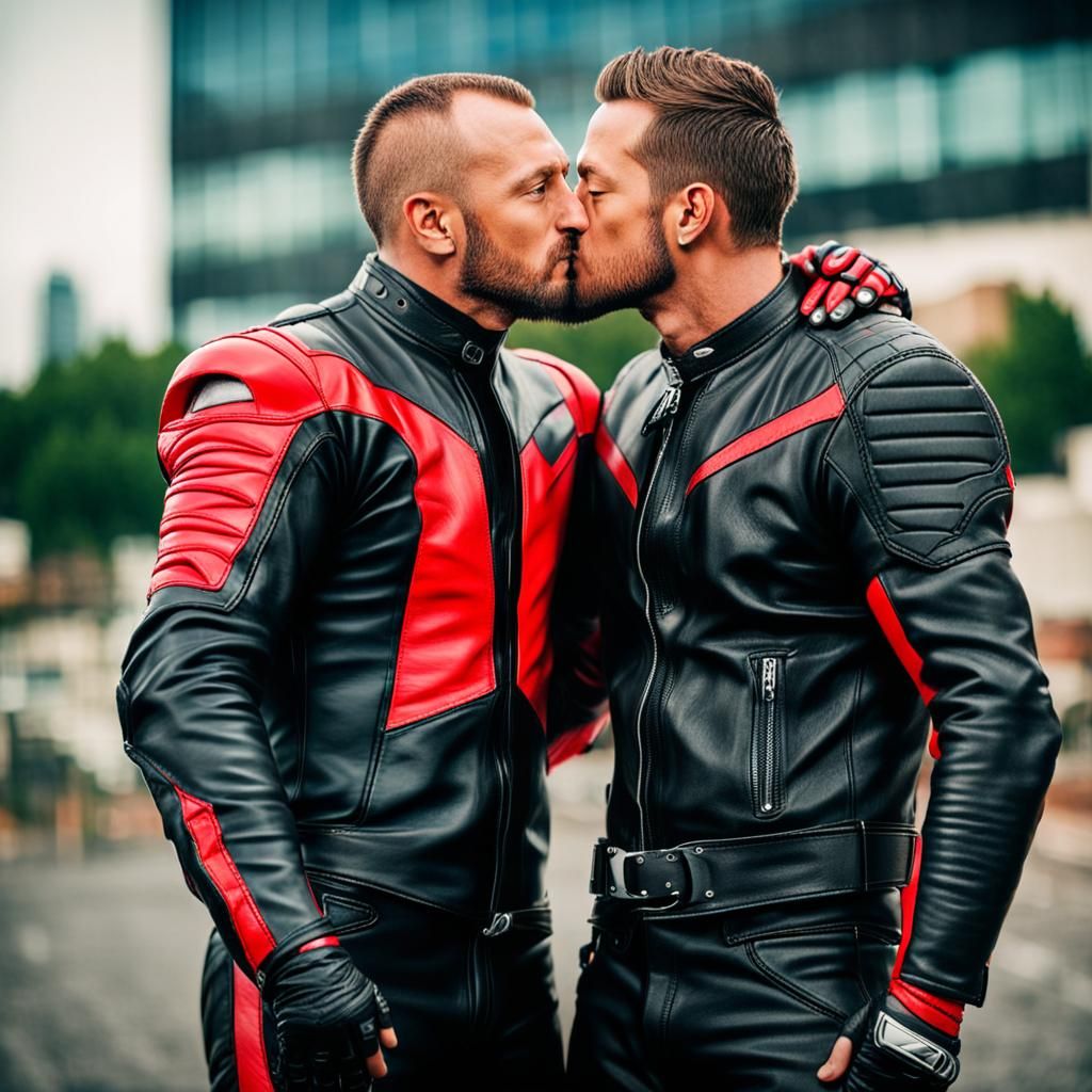 Gay Bikers Embrace in Professional Photo