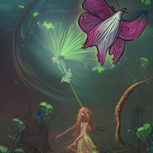 Happy beetle flying a kite :: in a meadow of clovers :: by A...