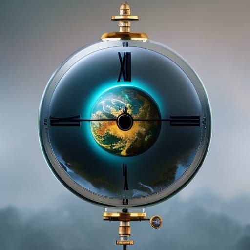 Steampunk Earth Eye Clock: Intricate Mechanical Design