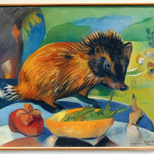 Hedgehog's Unusual Feast: Serebriakova and Gauguin Style